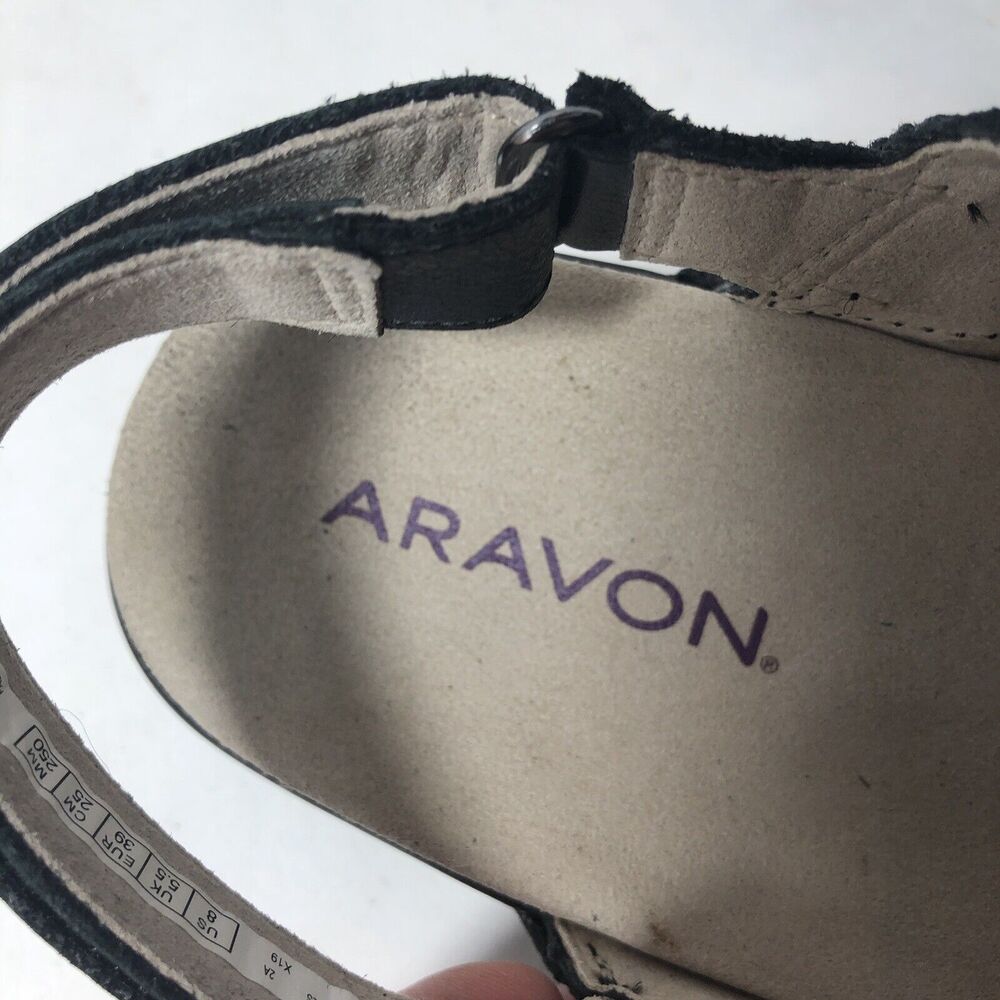 Aravon Sandals Womens Size 8 Comfort X Strap Ankle Black Snake Print D - Picture 2 of 10